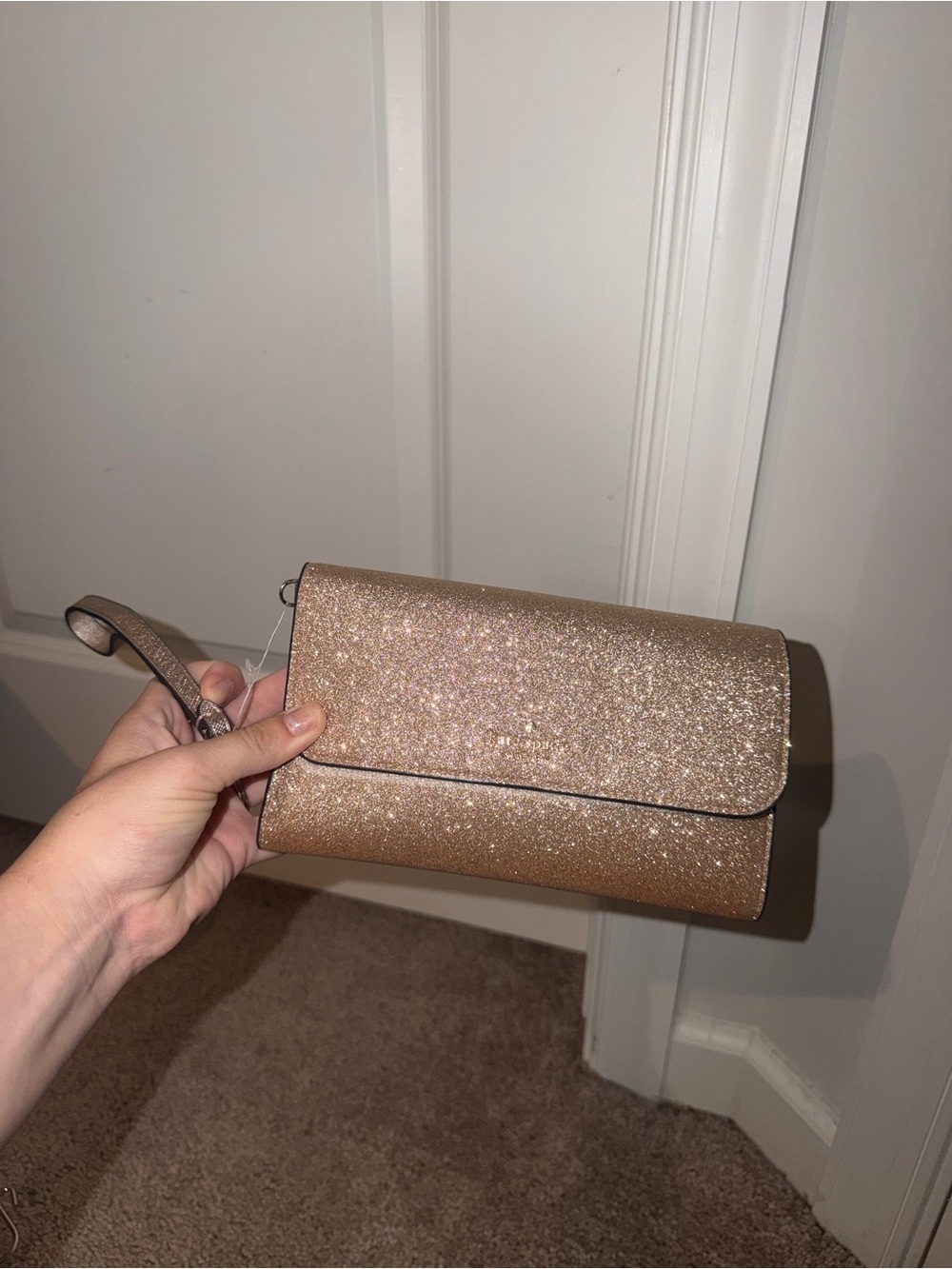 Kate Spade Glitter Wristlet Clutch - Rose Gold